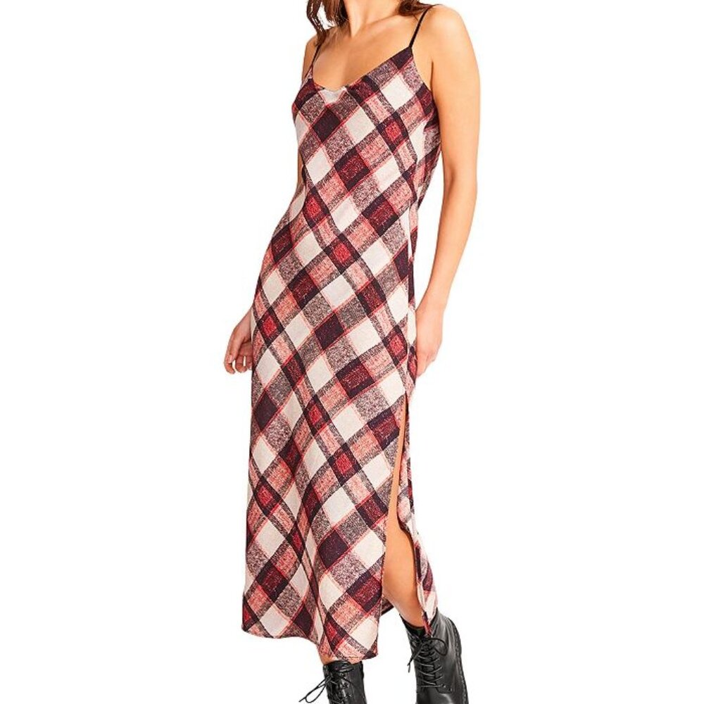 Vintage style BB Dakota red black plaid slip dress, size Medium